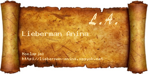 Lieberman Anina névjegykártya